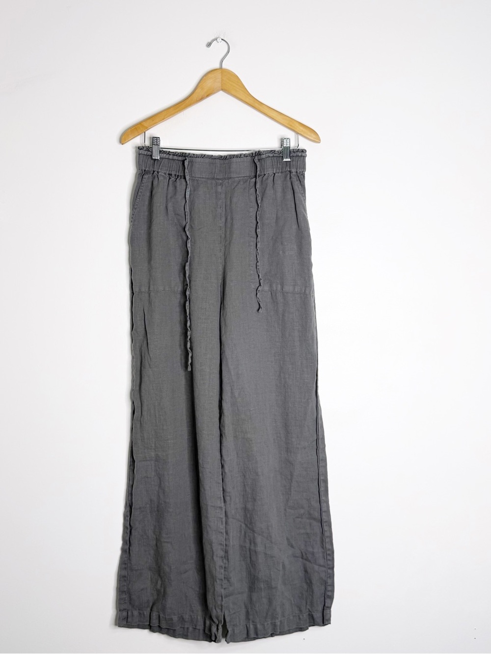 Michael Stars 100% Linen Wide Leg Pull-On Pants Gray Size M